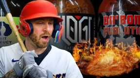 Pro Baseball Player Eats Hot Wings And Tries To Hit A Home Run