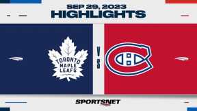 NHL Pre-Season Highlights | Maple Leafs vs. Canadiens - September 29, 2023