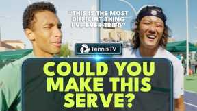 Attempting a Crazy Backwards Tennis Serve! 🫨