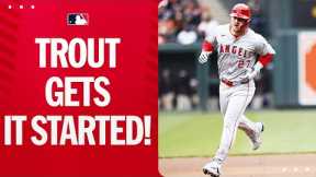 Mike Trout hits the FIRST HOMER of Opening Day!