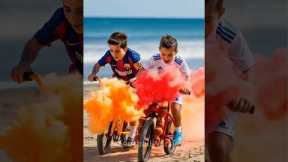 Messi’s Son VS Ronaldo’s Son Fruit Bicycle Race, who will win?